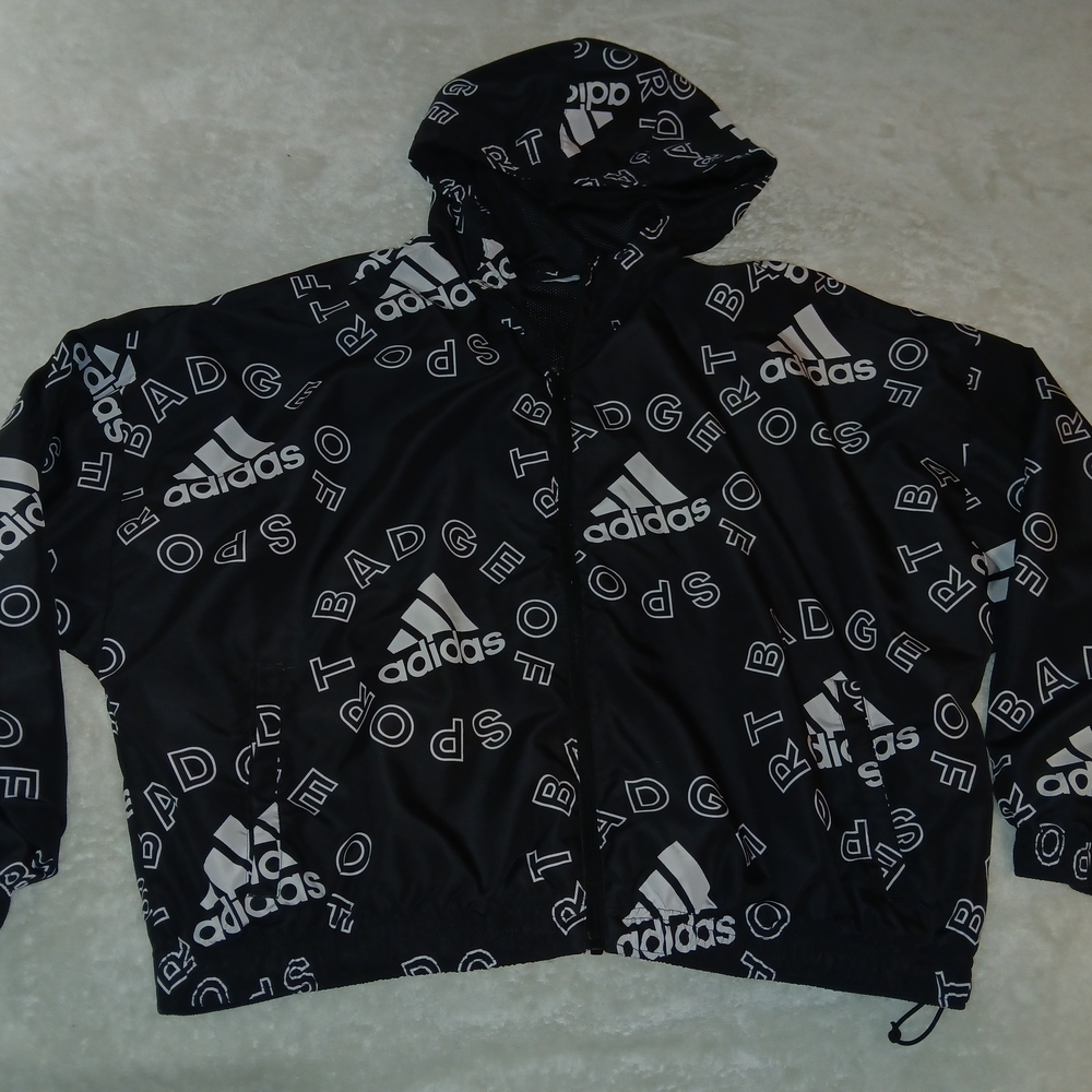 Adidas Black and White Logo Jacket